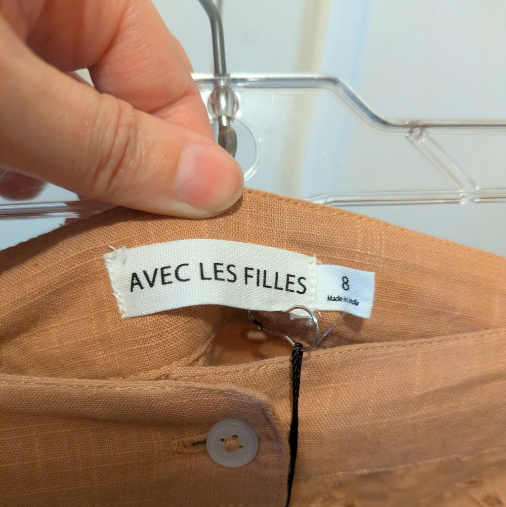 Avec les Filles Eyelet Mini Skirt with Pockets in Apricot size 8 New with Tags! - Picture 6 of 10